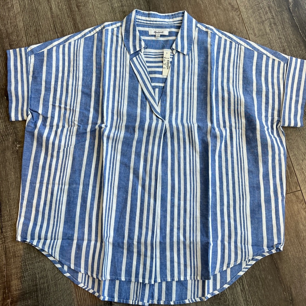 Madewell Striped Button Down Blouse size Large